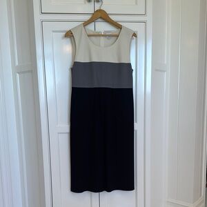 Armani Collezioni Black Sheath Midi Dress Crew Neck Sleeveless